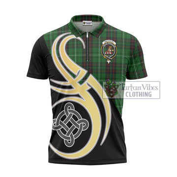 MacAulay of Lewis Tartan Zipper Polo Shirt with Family Crest and Celtic Symbol Style