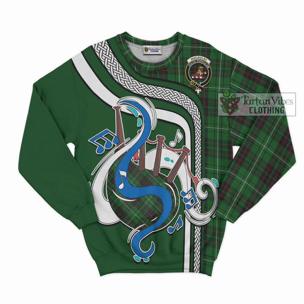 Tartan Vibes Clothing MacAulay of Lewis Tartan Sweatshirt with Epic Bagpipe Style