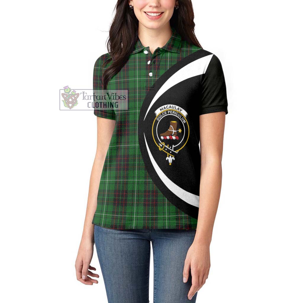 MacAulay of Lewis Tartan Women's Polo Shirt with Family Crest Circle Style - Tartan Vibes Clothing