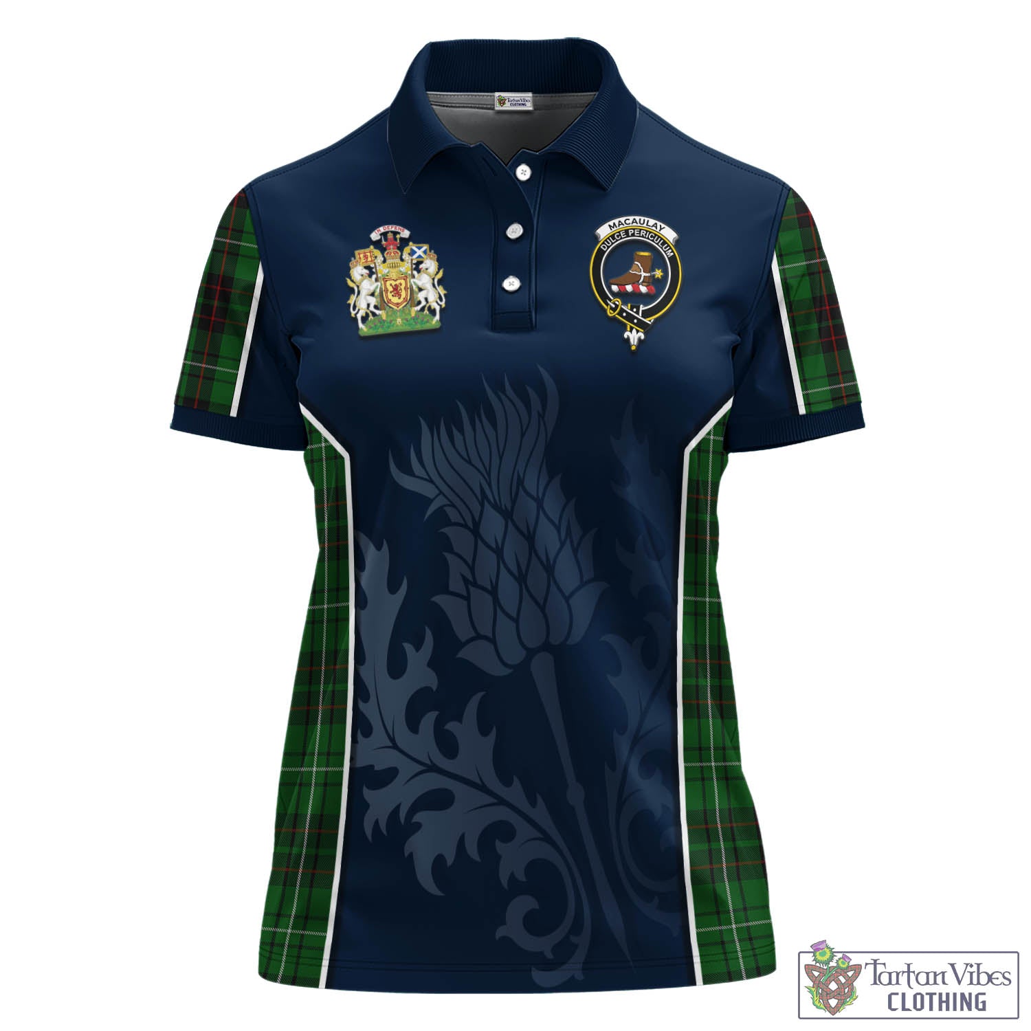 Tartan Vibes Clothing MacAulay of Lewis Tartan Women's Polo Shirt with Family Crest and Scottish Thistle Vibes Sport Style