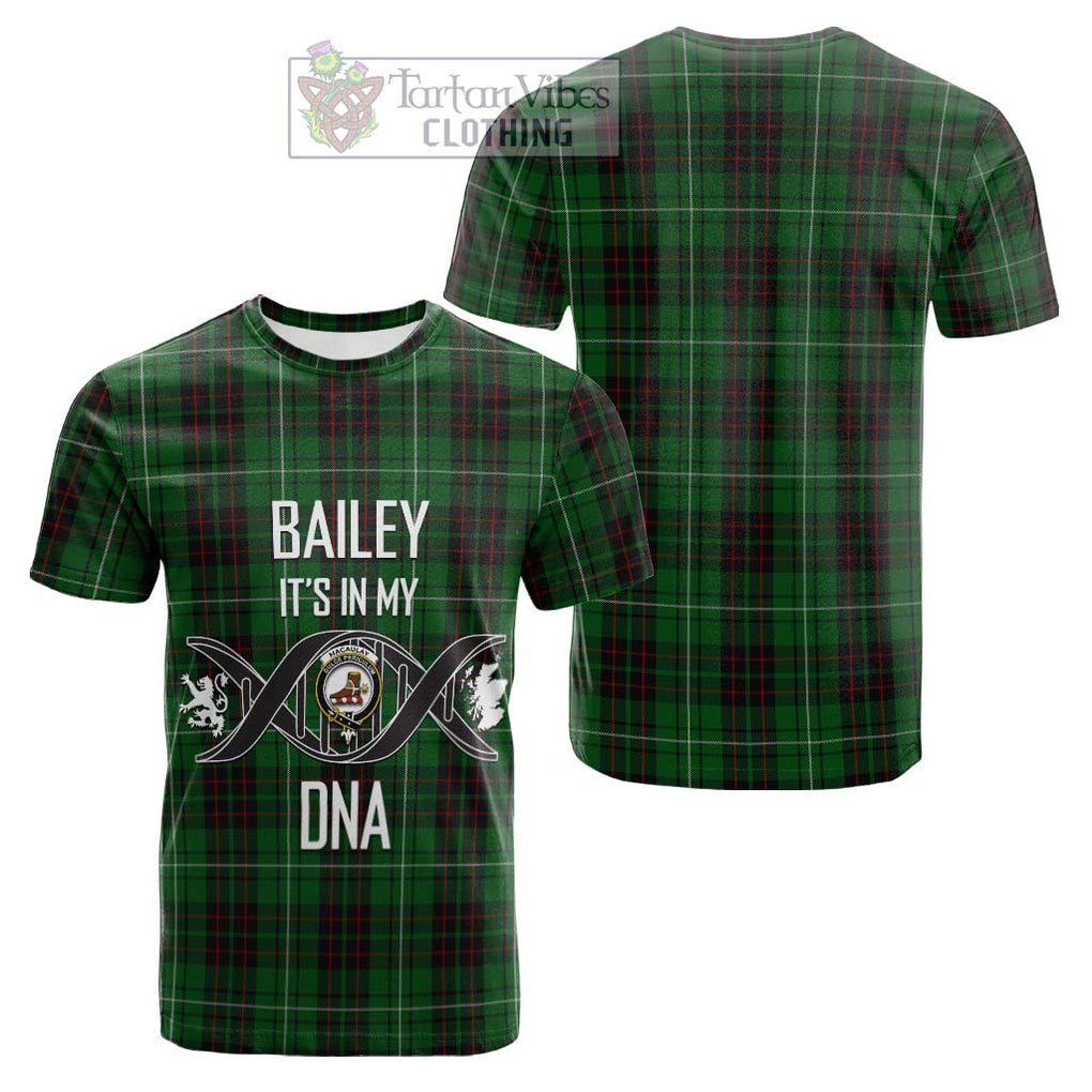 Tartan Vibes Clothing MacAulay of Lewis Tartan Cotton T-shirt with Family Crest DNA In Me Style