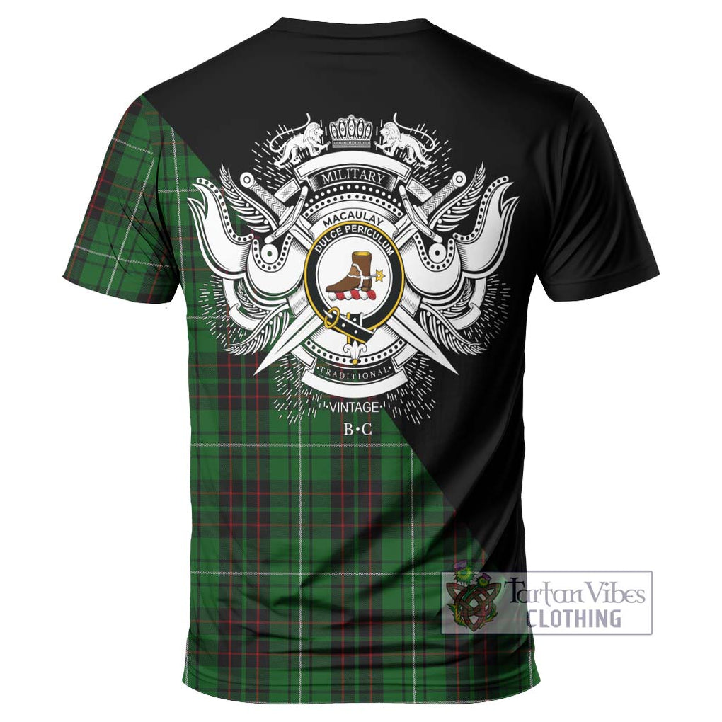 MacAulay of Lewis Tartan T-Shirt with Family Crest and Military Logo Style - Tartanvibesclothing Shop