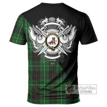 MacAulay of Lewis Tartan T-Shirt with Family Crest and Military Logo Style