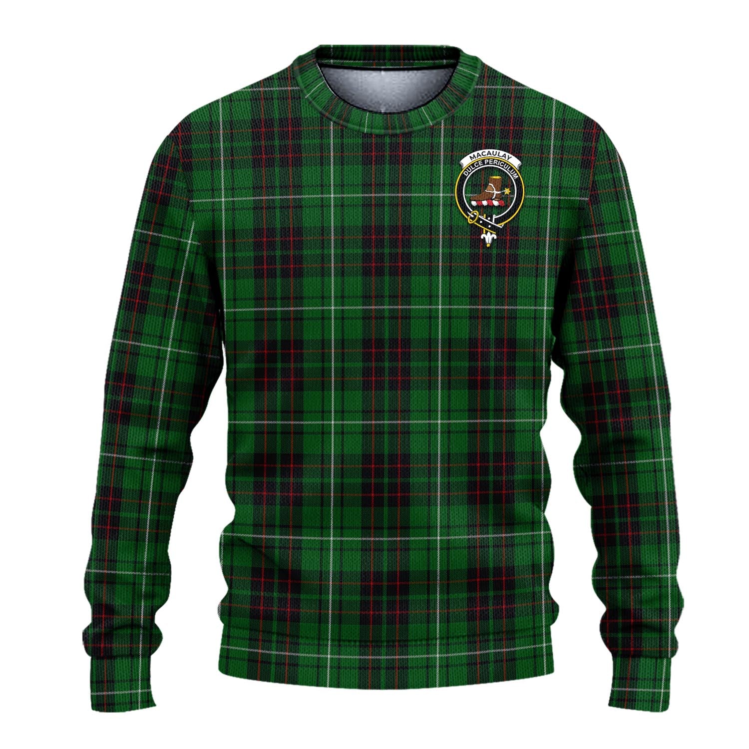 MacAulay of Lewis Tartan Knitted Sweater with Family Crest - Tartanvibesclothing