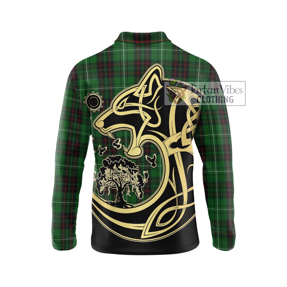 MacAulay of Lewis Tartan Long Sleeve Polo Shirt with Family Crest Celtic Wolf Style - Tartanvibesclothing Shop