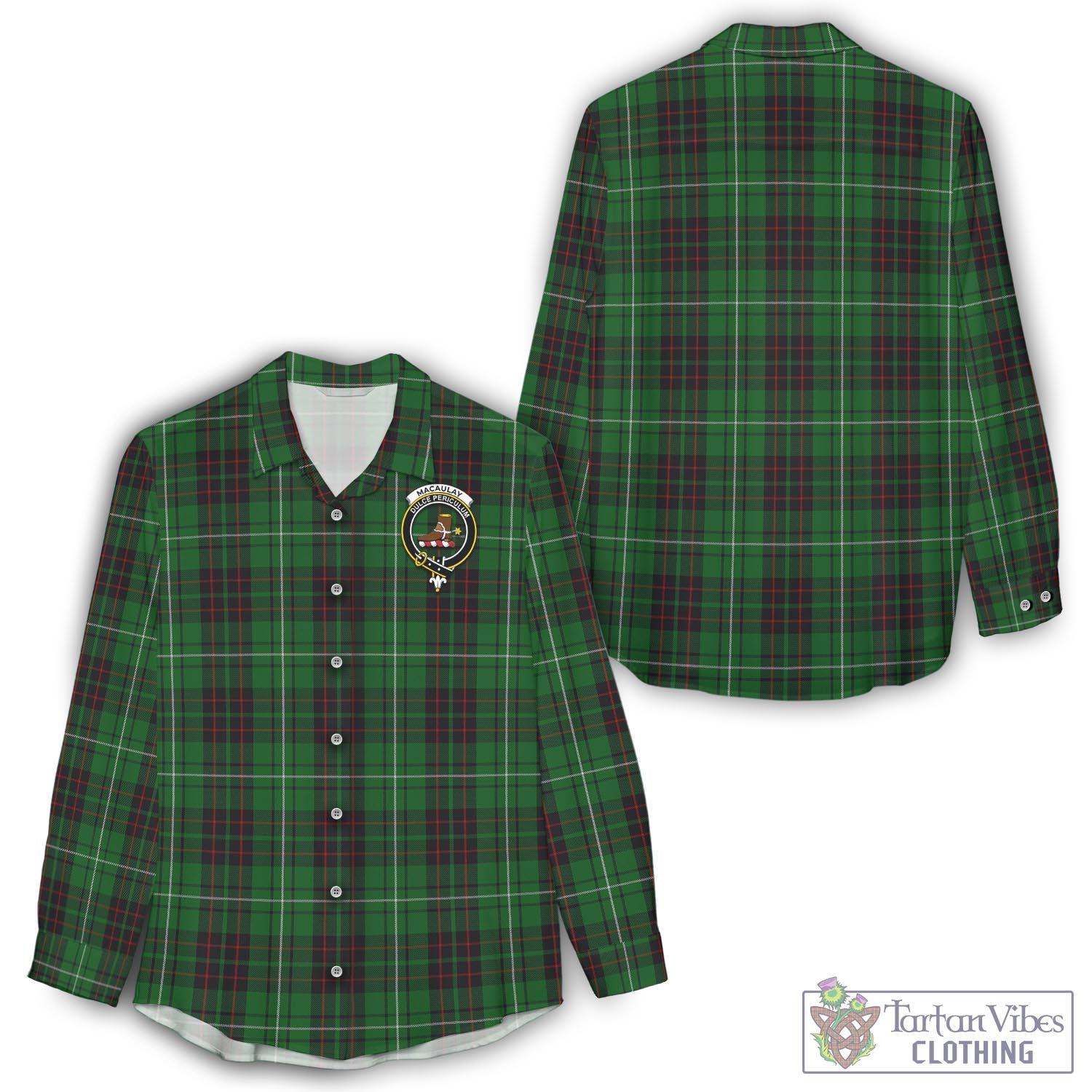 Tartan Vibes Clothing MacAulay of Lewis Tartan Womens Casual Shirt with Family Crest