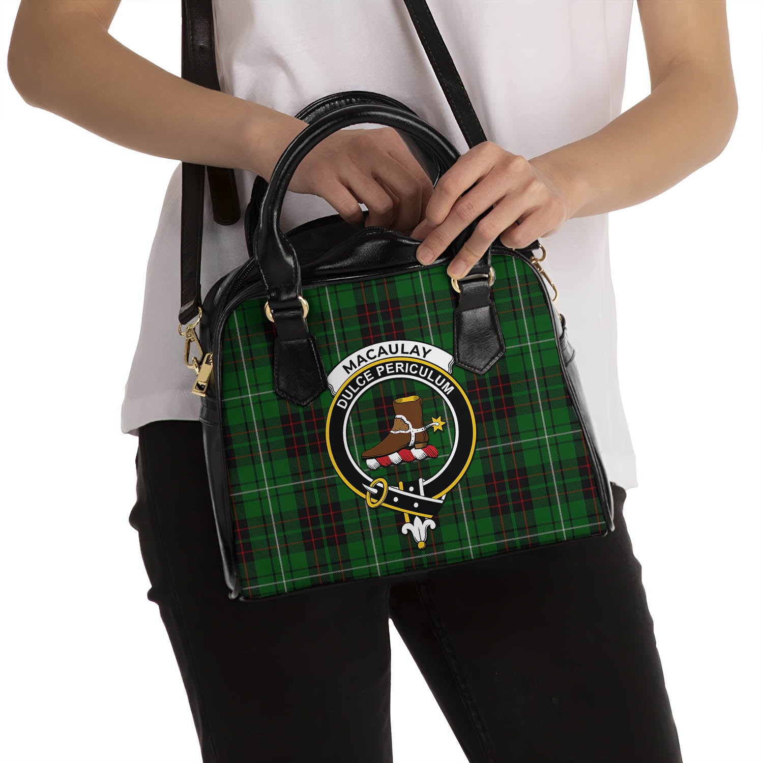 MacAulay of Lewis Tartan Shoulder Handbags with Family Crest - Tartanvibesclothing