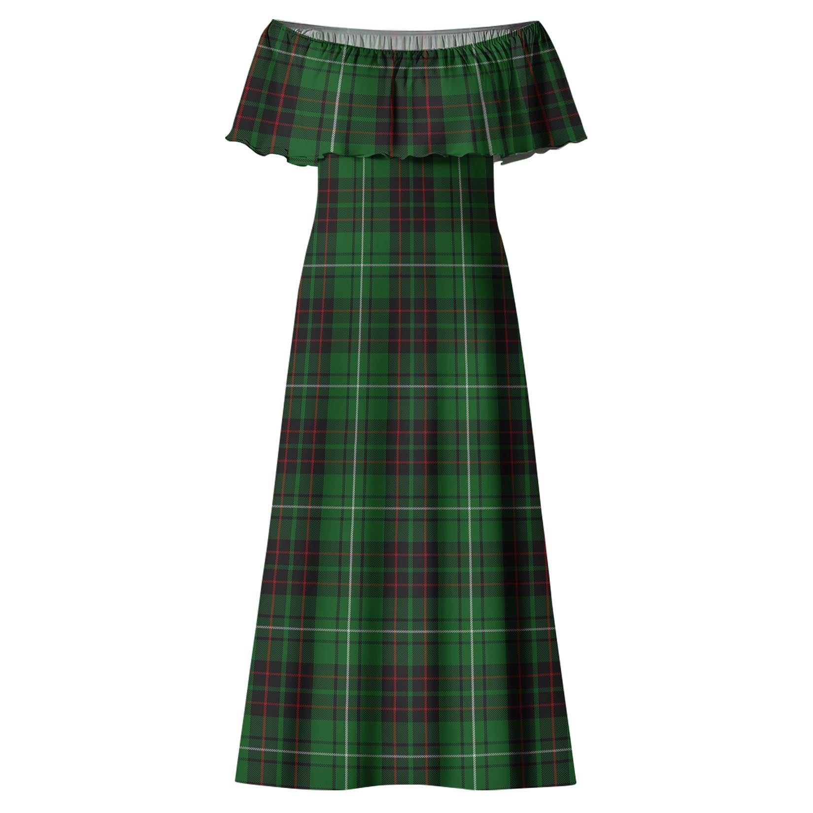 MacAulay of Lewis Tartan Off Shoulder Long Dress - Tartanvibesclothing