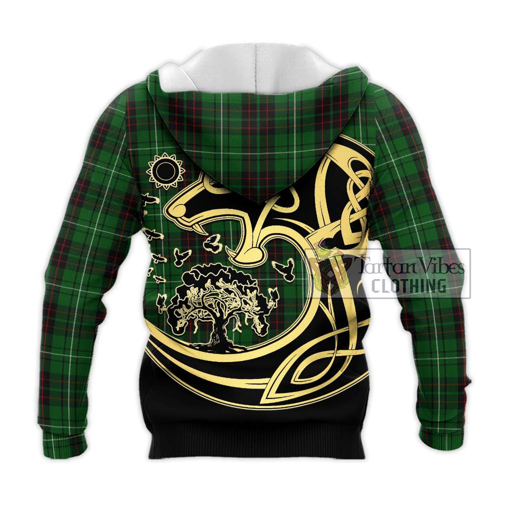 MacAulay of Lewis Tartan Knitted Hoodie with Family Crest Celtic Wolf Style - Tartan Vibes Clothing