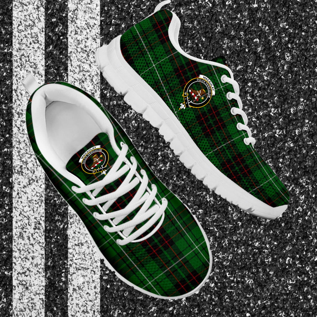 MacAulay of Lewis Tartan Sneakers with Family Crest - Tartan Vibes Clothing