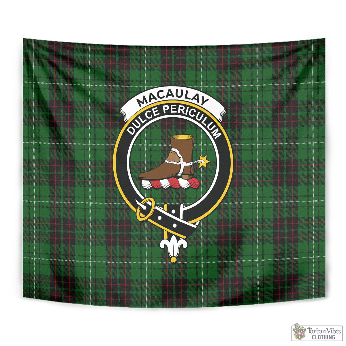 Tartan Vibes Clothing MacAulay of Lewis Tartan Tapestry Wall Hanging and Home Decor for Room with Family Crest