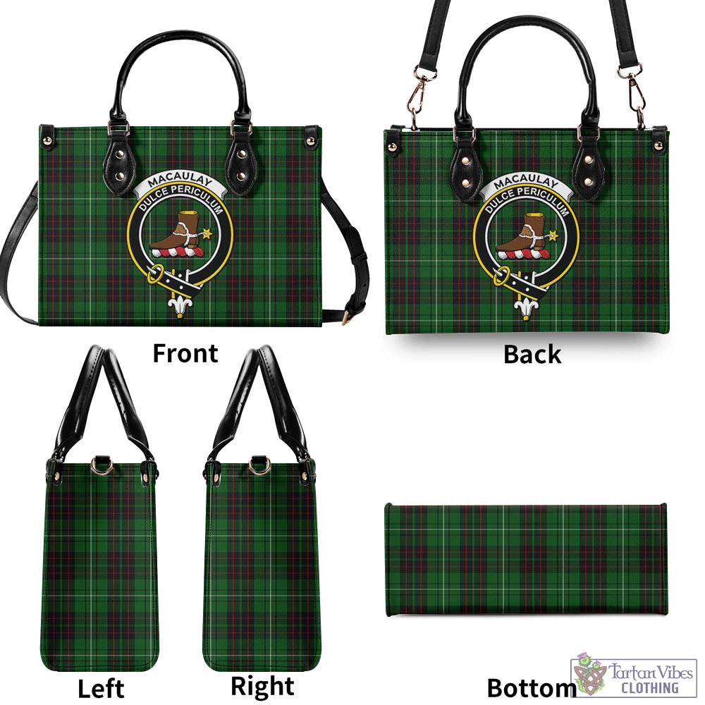 Tartan Vibes Clothing MacAulay of Lewis Tartan Luxury Leather Handbags with Family Crest