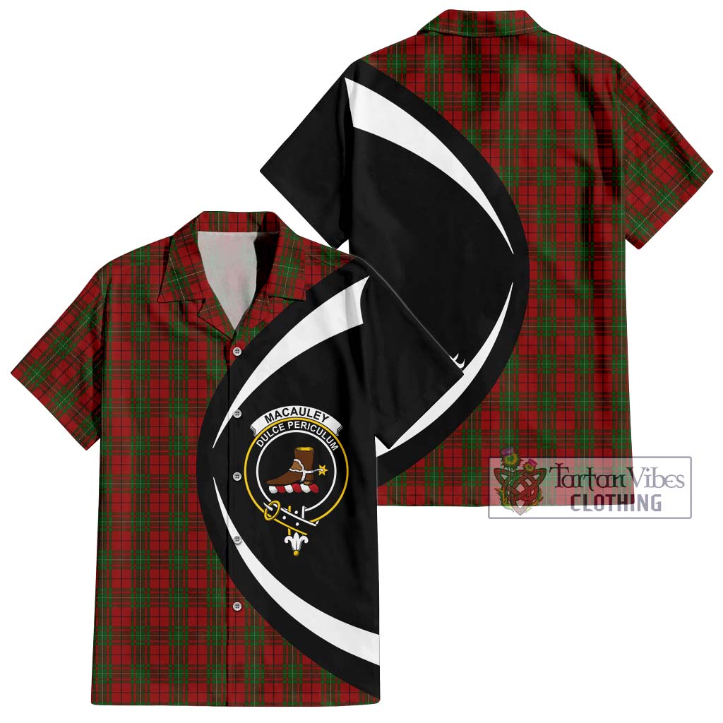 MacAuley Tartan Hawaiian Shirt with Family Crest Circle Style Kid - Tartan Vibes Clothing