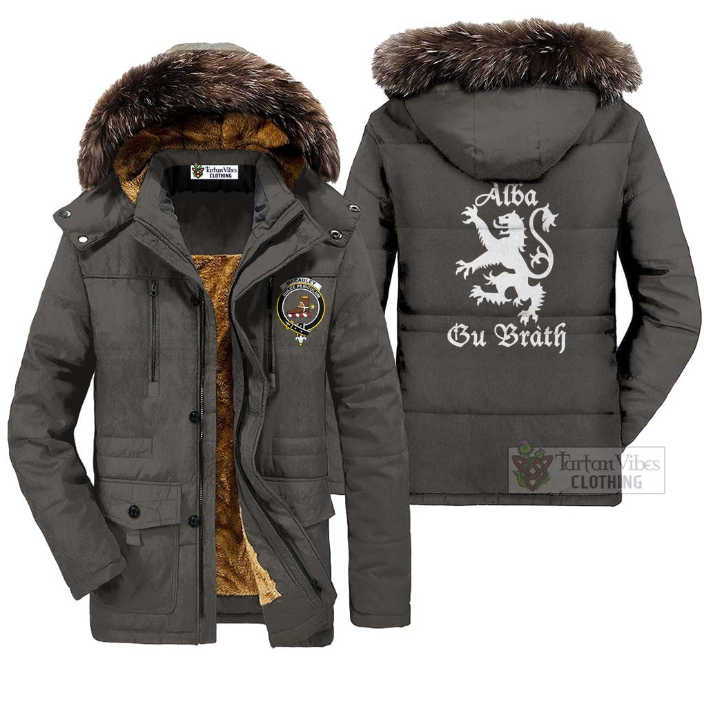 MacAuley Family Crest Parka Jacket Lion Rampant Alba Gu Brath Style Gray Unisex - 2D-tartanvibesclothing