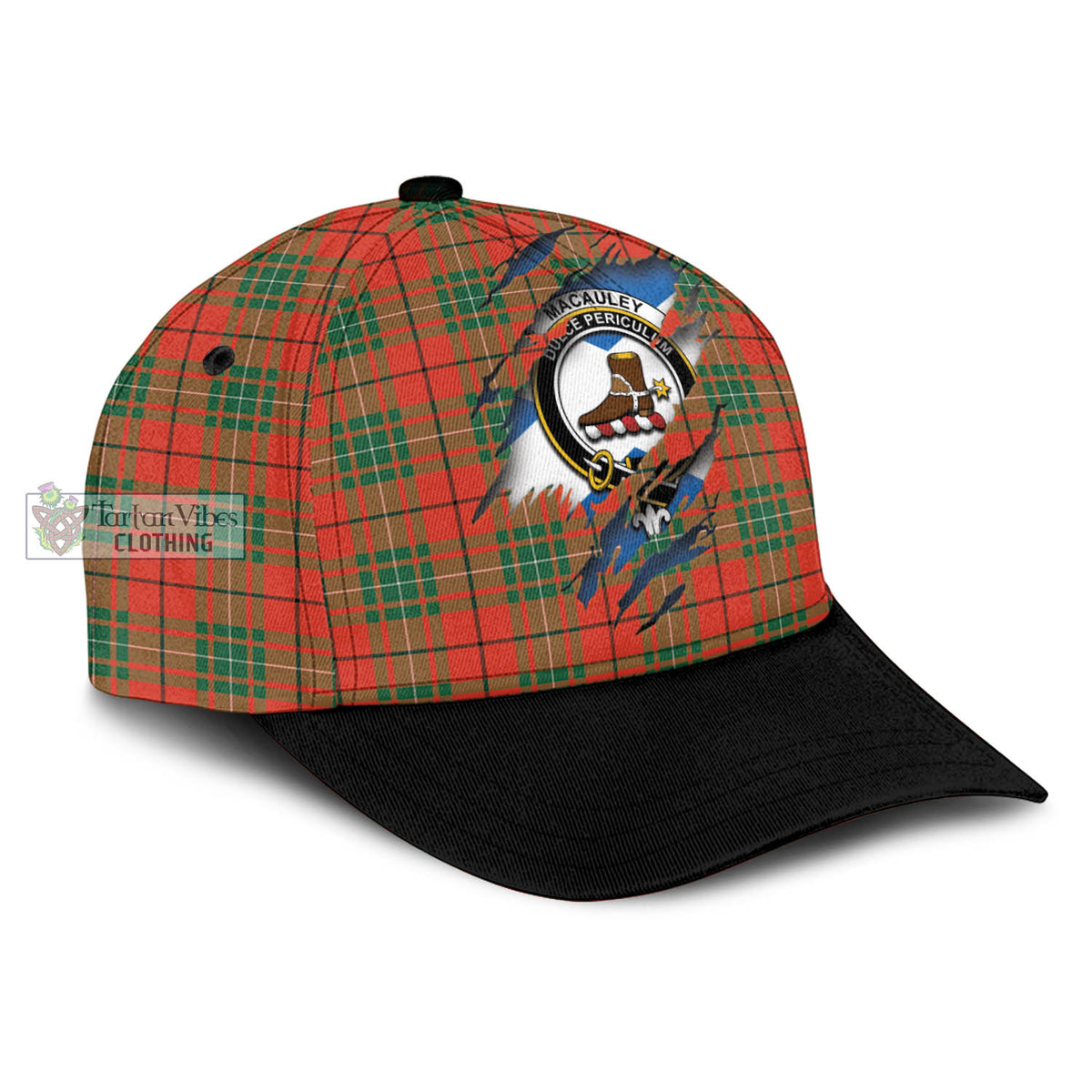 MacAuley Ancient Tartan Classic Baseball Cap with Family Crest In Me Style - Tartan Vibes Clothing