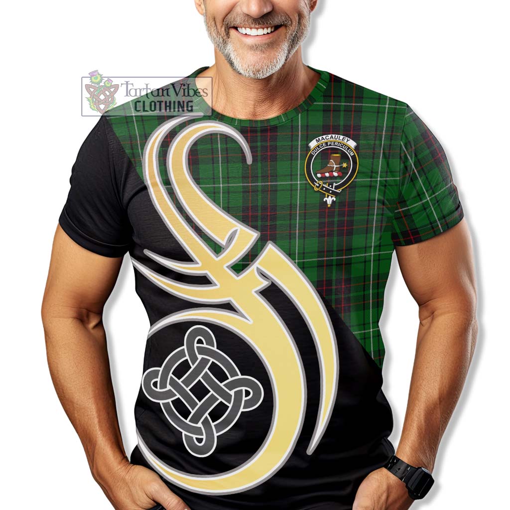 Tartan Vibes Clothing MacAuley of Lewis Tartan T-Shirt with Family Crest and Celtic Symbol Style