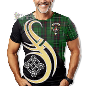 MacAuley of Lewis Tartan T-Shirt with Family Crest and Celtic Symbol Style