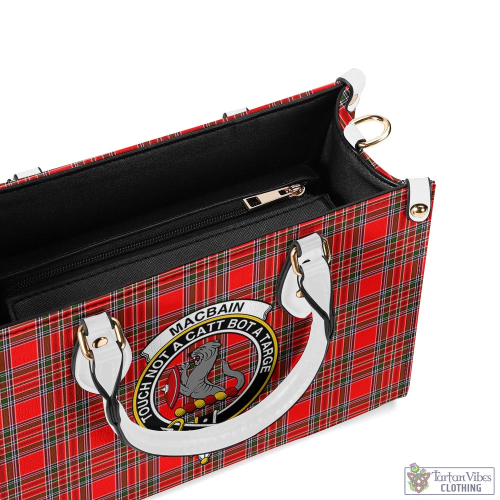 Tartan Vibes Clothing MacBain Tartan Luxury Leather Handbags with Family Crest