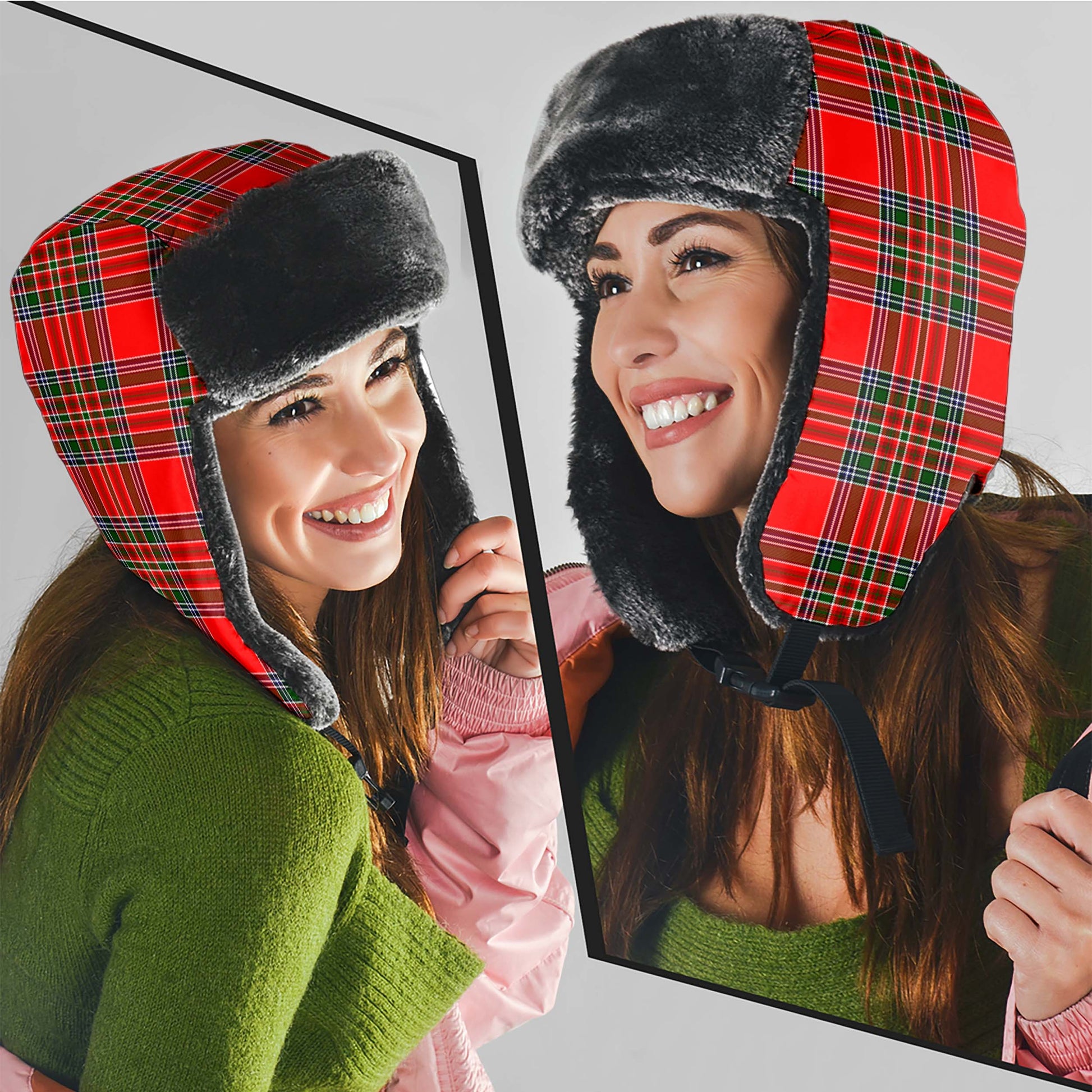 MacBain Tartan Winter Trapper Hat Winter Trapper Hat Universal Fit Circumference 22.8in (58cm) - Tartanvibesclothing