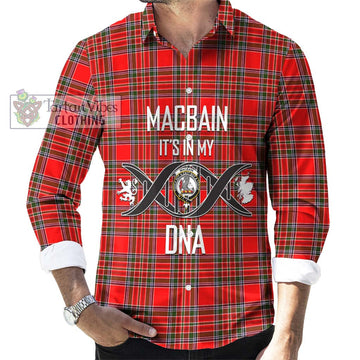 MacBain Tartan Long Sleeve Button Shirt with Family Crest DNA In Me Style