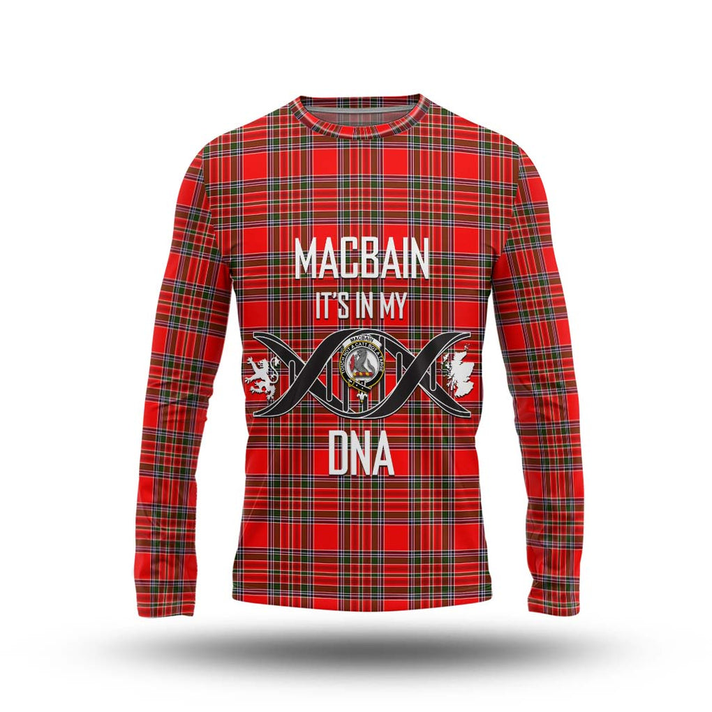 MacBain Tartan Long Sleeve T-Shirt with Family Crest DNA In Me Style Unisex - Tartanvibesclothing Shop