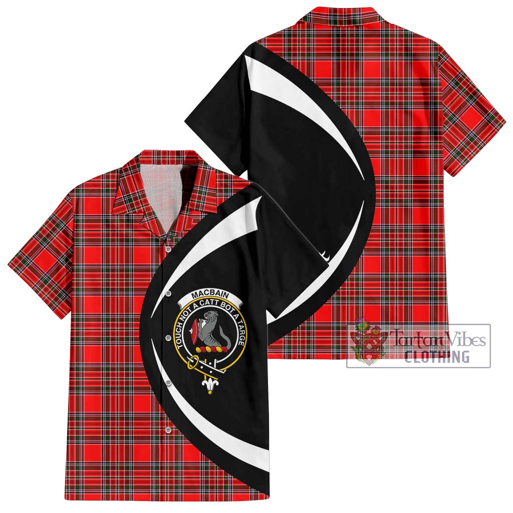 MacBain Tartan Short Sleeve Button Up with Family Crest Circle Style Kid - Tartan Vibes Clothing