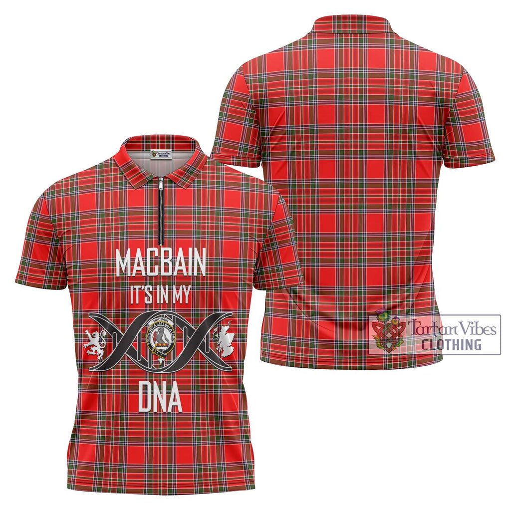 MacBain Tartan Zipper Polo Shirt with Family Crest DNA In Me Style Unisex - Tartanvibesclothing Shop