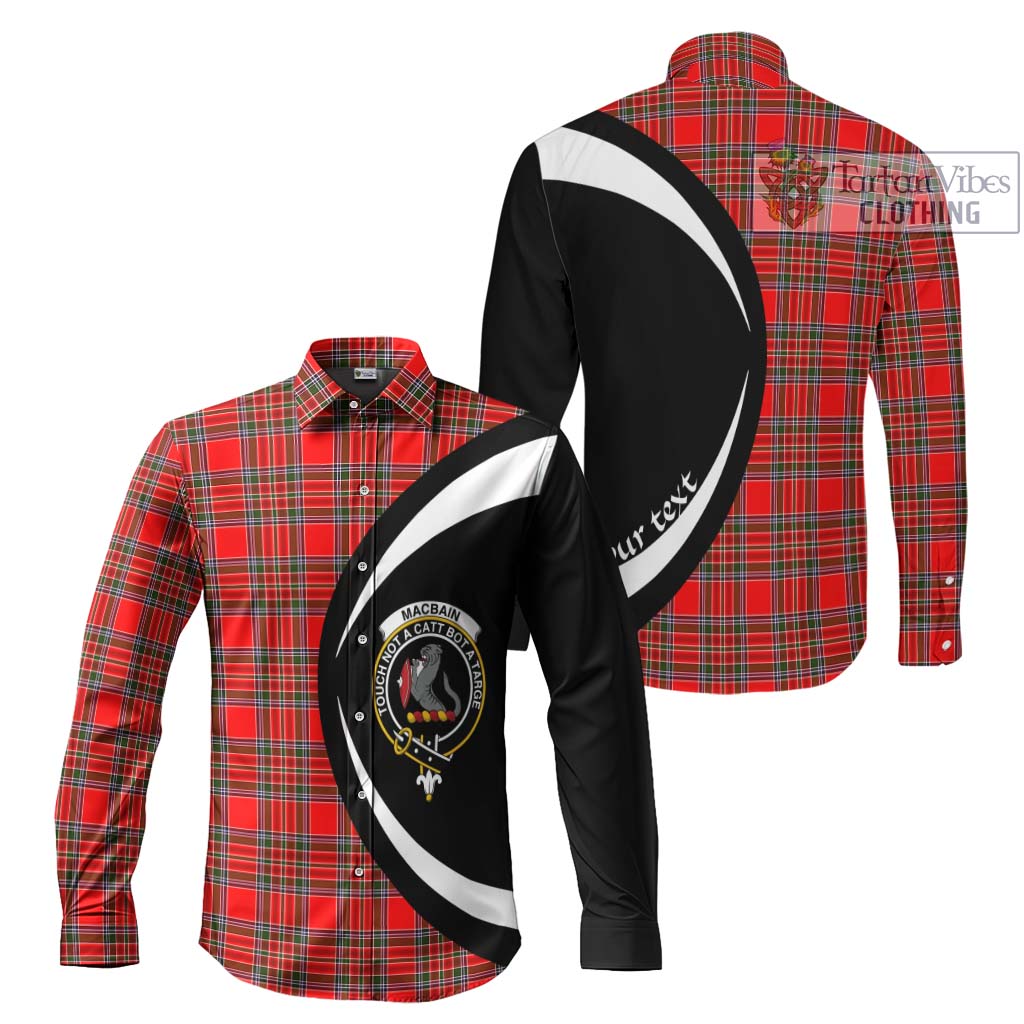 MacBain Tartan Long Sleeve Button Up with Family Crest Circle Style Men's Shirt S - Tartan Vibes Clothing