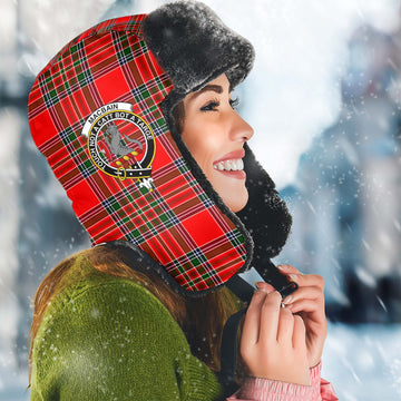 MacBain Tartan Winter Trapper Hat with Family Crest