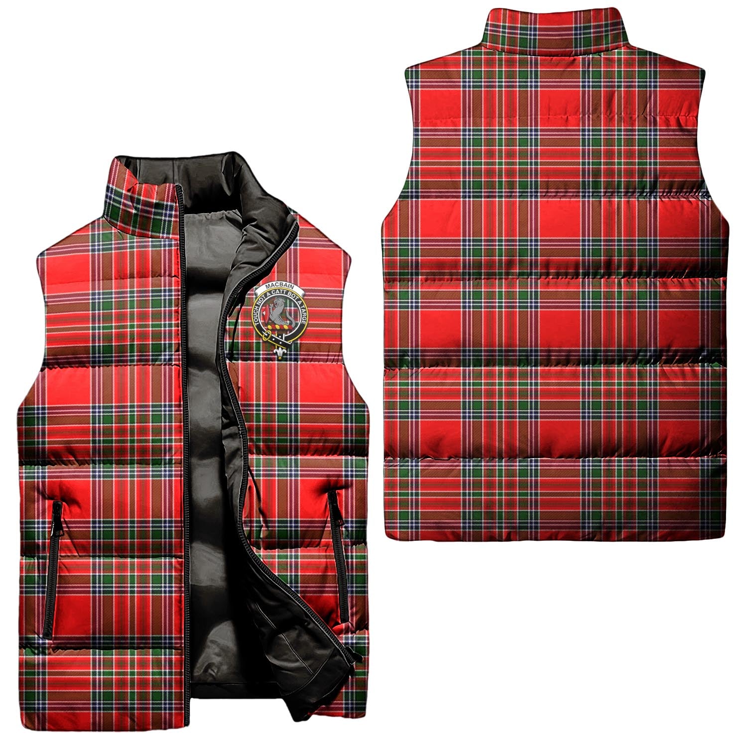 MacBain Tartan Sleeveless Puffer Jacket with Family Crest Unisex - Tartanvibesclothing