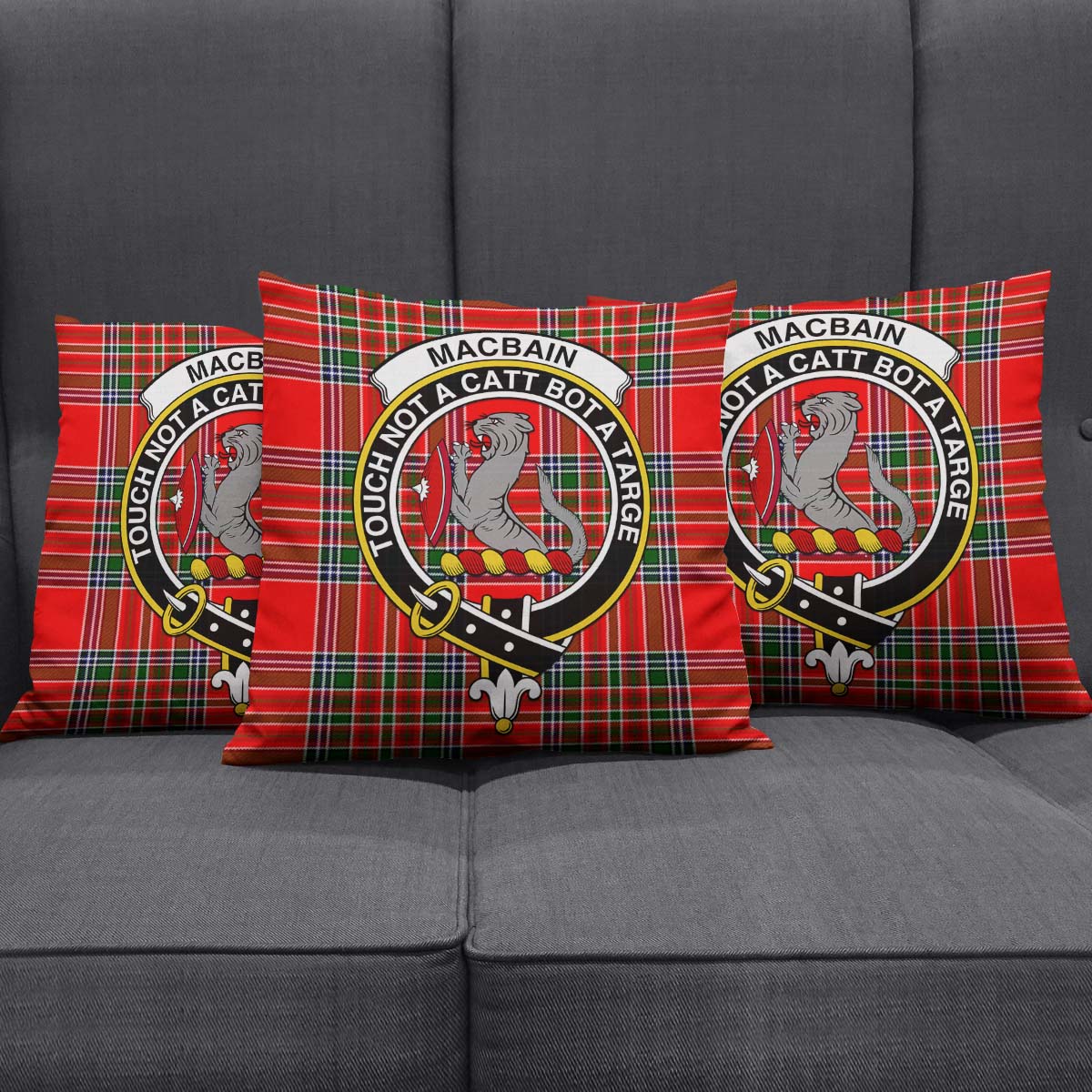 MacBain Tartan Pillow Cover with Family Crest Square Pillow Cover - Tartanvibesclothing