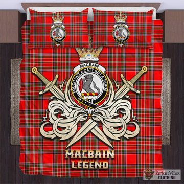 MacBain Tartan Bedding Set with Clan Crest and the Golden Sword of Courageous Legacy