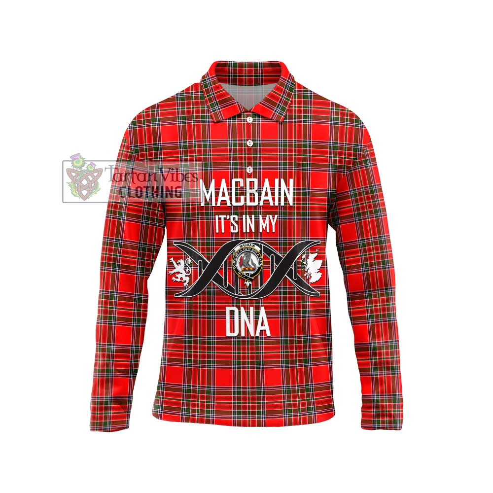 MacBain Tartan Long Sleeve Polo Shirt with Family Crest DNA In Me Style Unisex - Tartanvibesclothing Shop