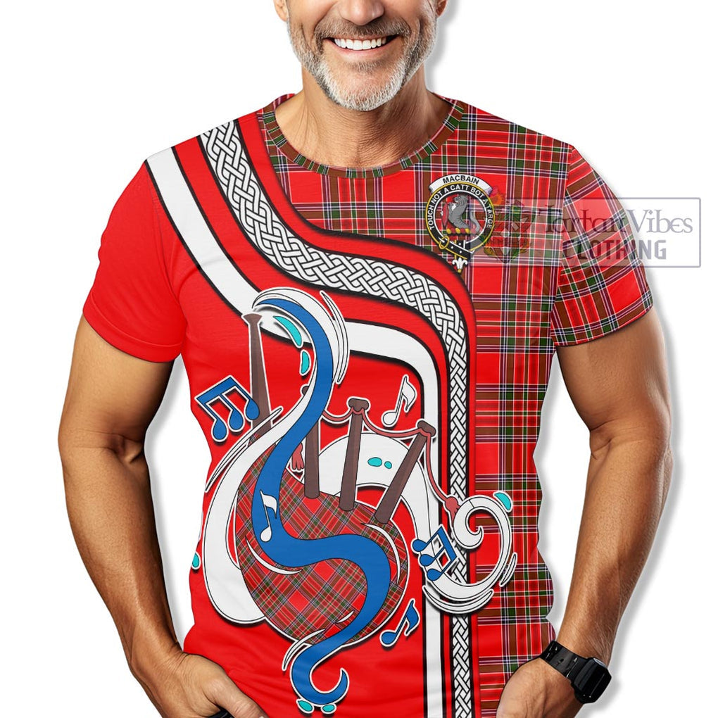 MacBain Tartan T-Shirt with Epic Bagpipe Style Kid's Shirt - Tartanvibesclothing Shop