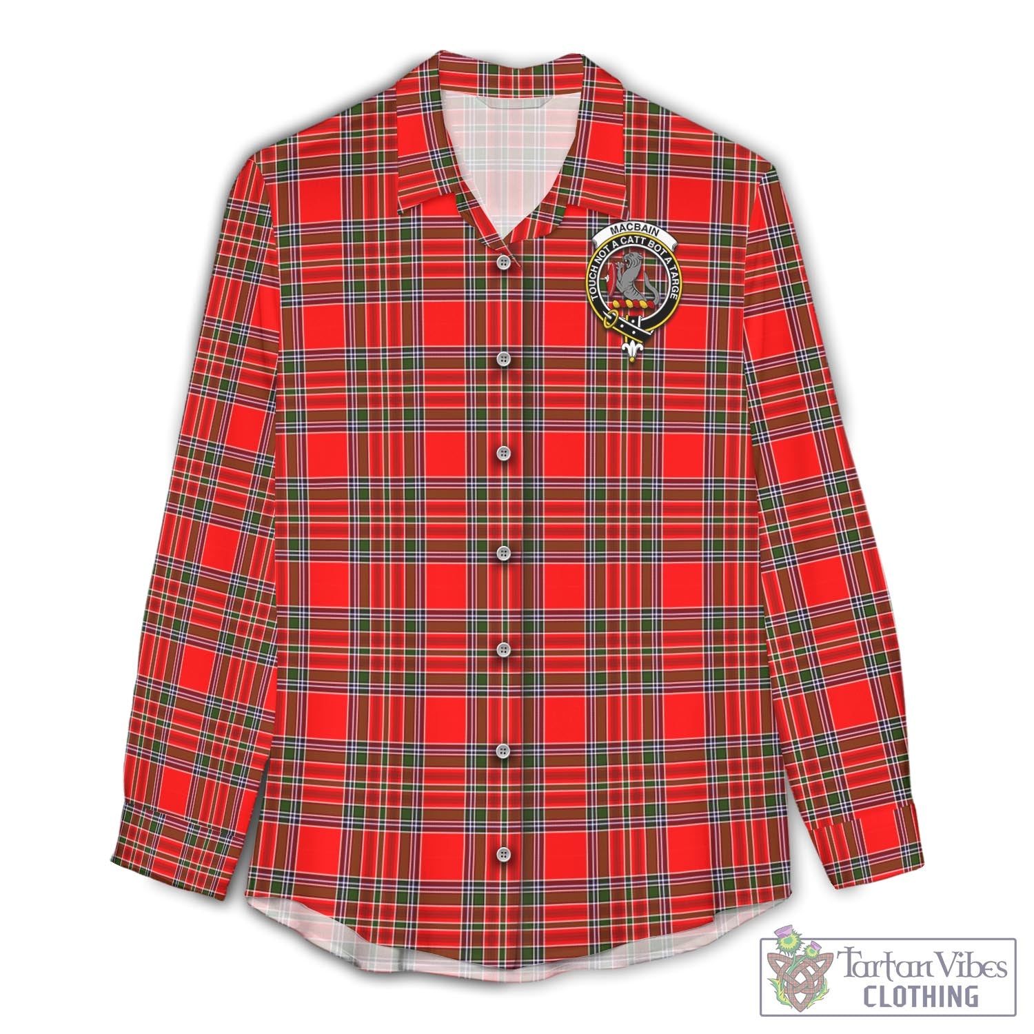 Tartan Vibes Clothing MacBain Tartan Womens Casual Shirt with Family Crest