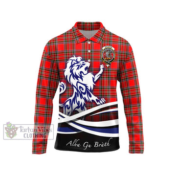 MacBain Tartan Long Sleeve Polo Shirt with Alba Gu Brath Regal Lion Emblem