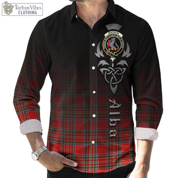 MacBain Tartan Long Sleeve Button Up Featuring Alba Gu Brath Family Crest Celtic Inspired