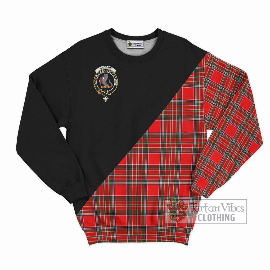 MacBain Tartan Sweatshirt with Family Crest and Military Logo Style - Tartanvibesclothing Shop