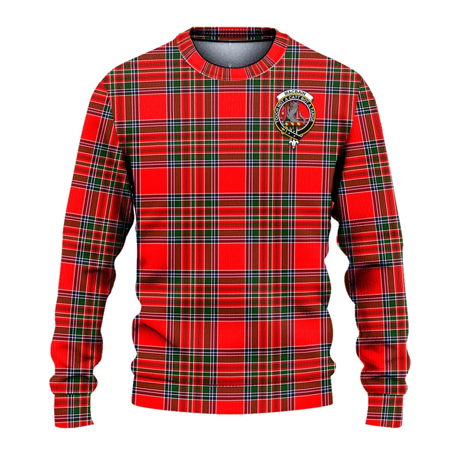 MacBain Tartan Knitted Sweater with Family Crest - Tartanvibesclothing