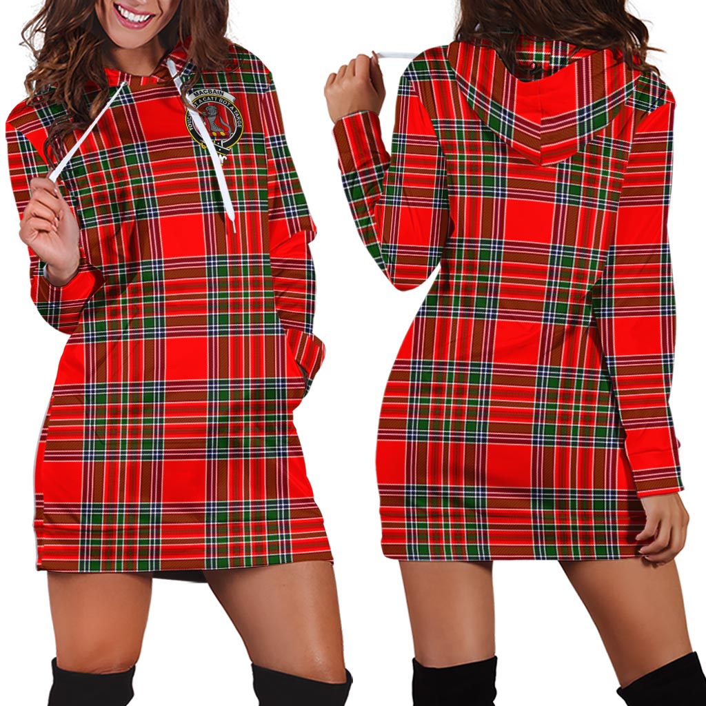 MacBain Tartan Hoodie Dress with Family Crest - Tartan Vibes Clothing