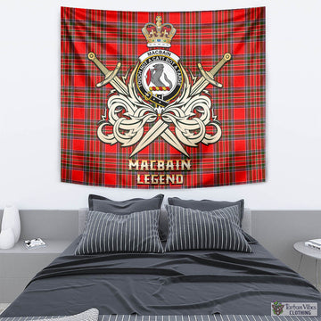 MacBain Tartan Tapestry with Clan Crest and the Golden Sword of Courageous Legacy