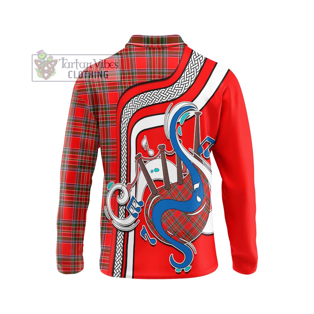 Tartan Vibes Clothing MacBain Tartan Long Sleeve Polo Shirt with Epic Bagpipe Style