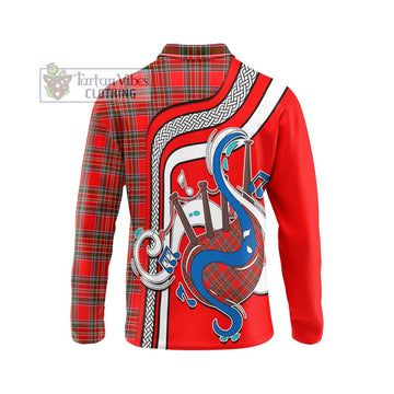 MacBain Tartan Long Sleeve Polo Shirt with Epic Bagpipe Style