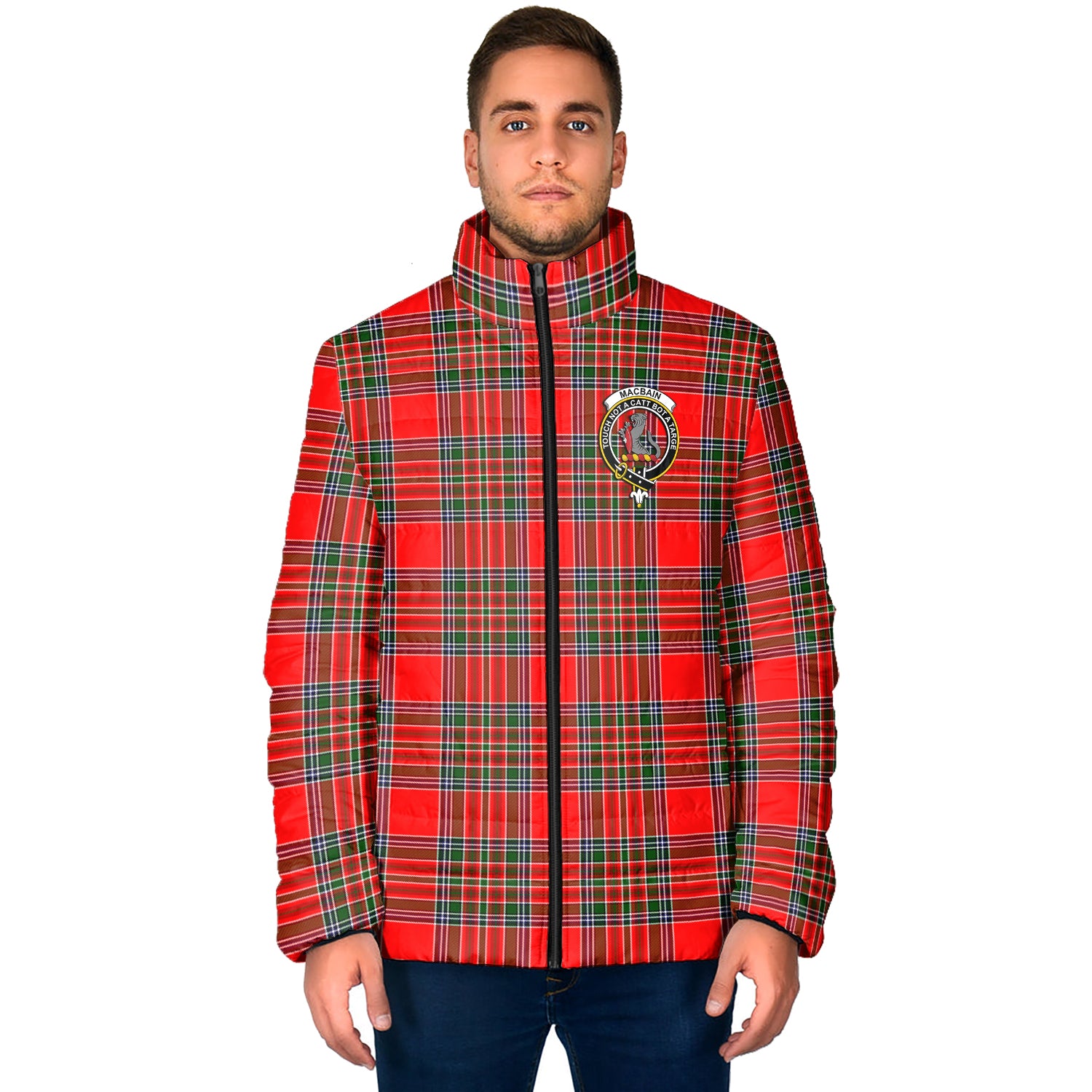 MacBain Tartan Padded Jacket with Family Crest - Tartan Vibes Clothing