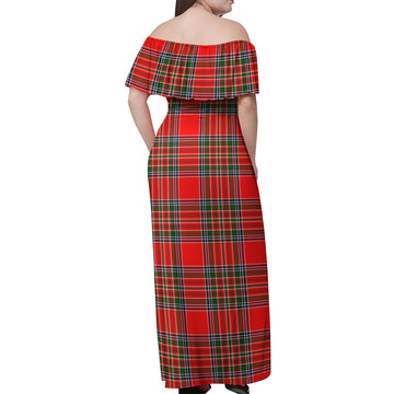 MacBain Tartan Off Shoulder Long Dress