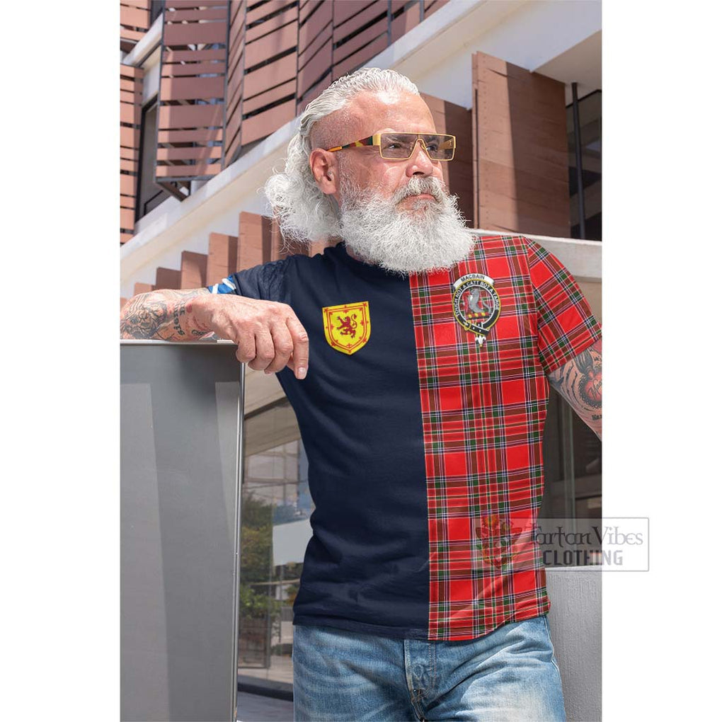 Tartan Vibes Clothing MacBain Tartan Cotton T-shirt with Scottish Lion Royal Arm Half Style