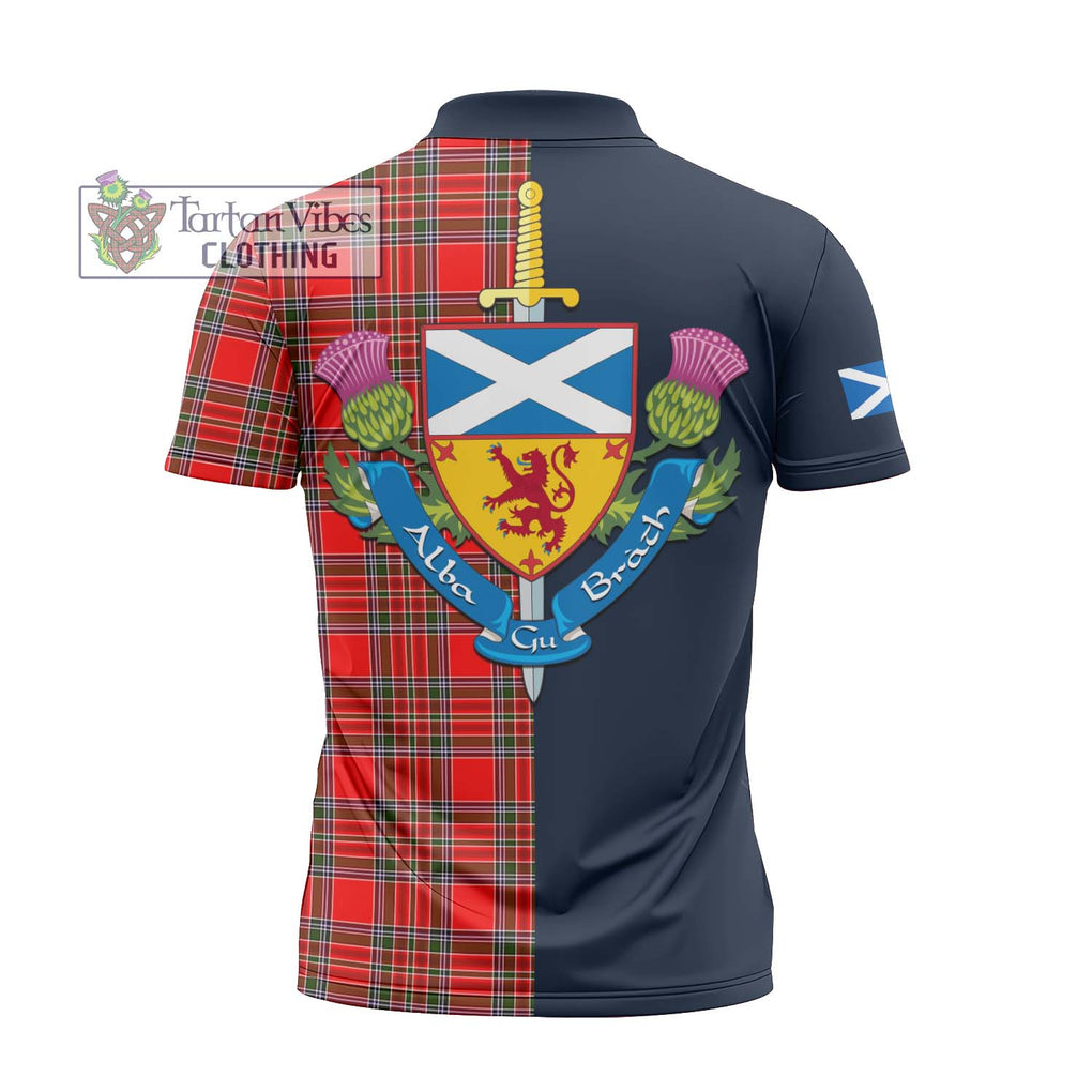 Tartan Vibes Clothing MacBain Tartan Zipper Polo Shirt with Scottish Lion Royal Arm Half Style