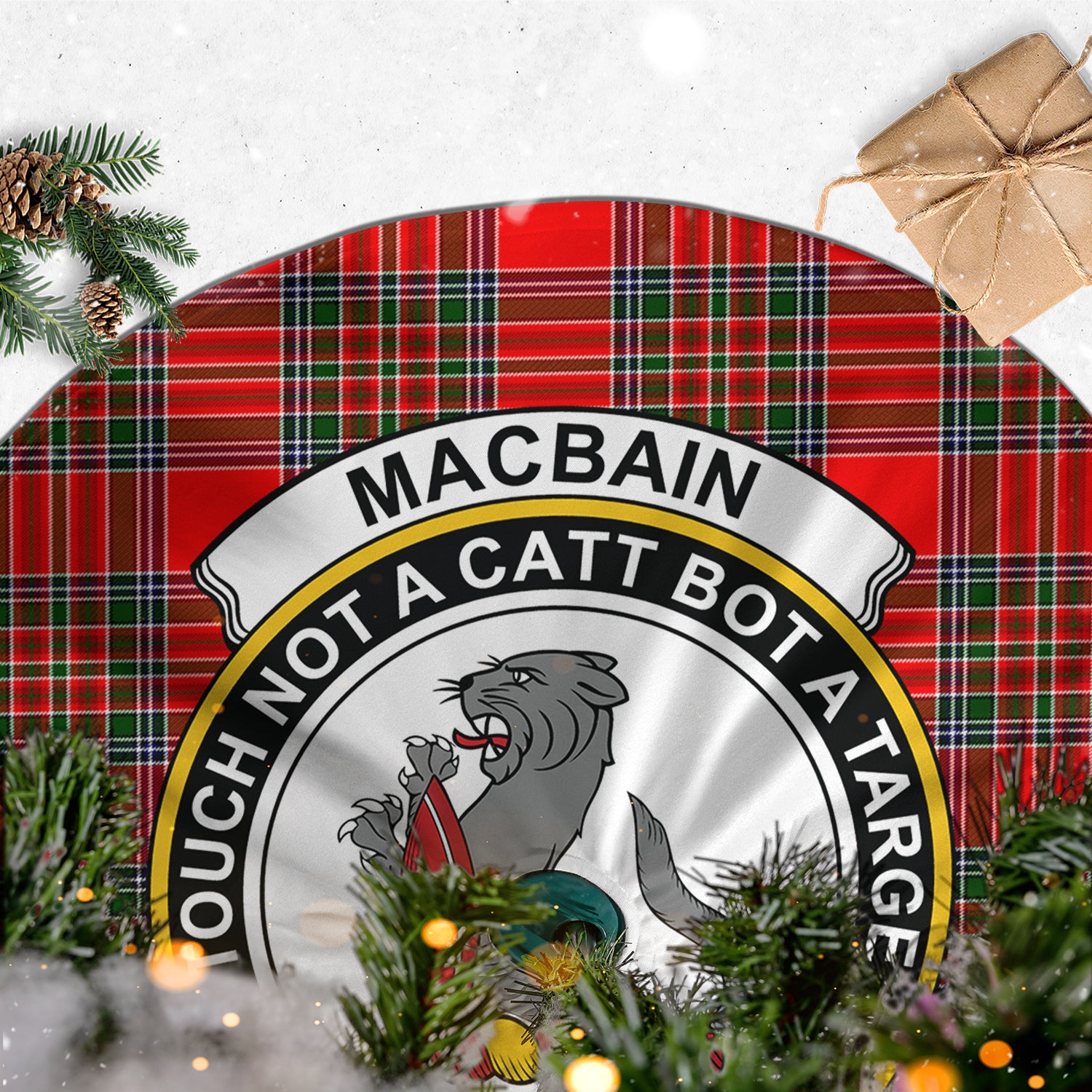 MacBain Tartan Christmas Tree Skirt with Family Crest - Tartanvibesclothing