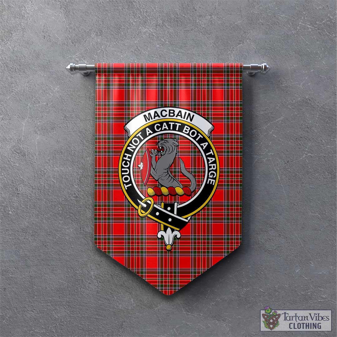 Tartan Vibes Clothing MacBain Tartan Gonfalon, Tartan Banner with Family Crest