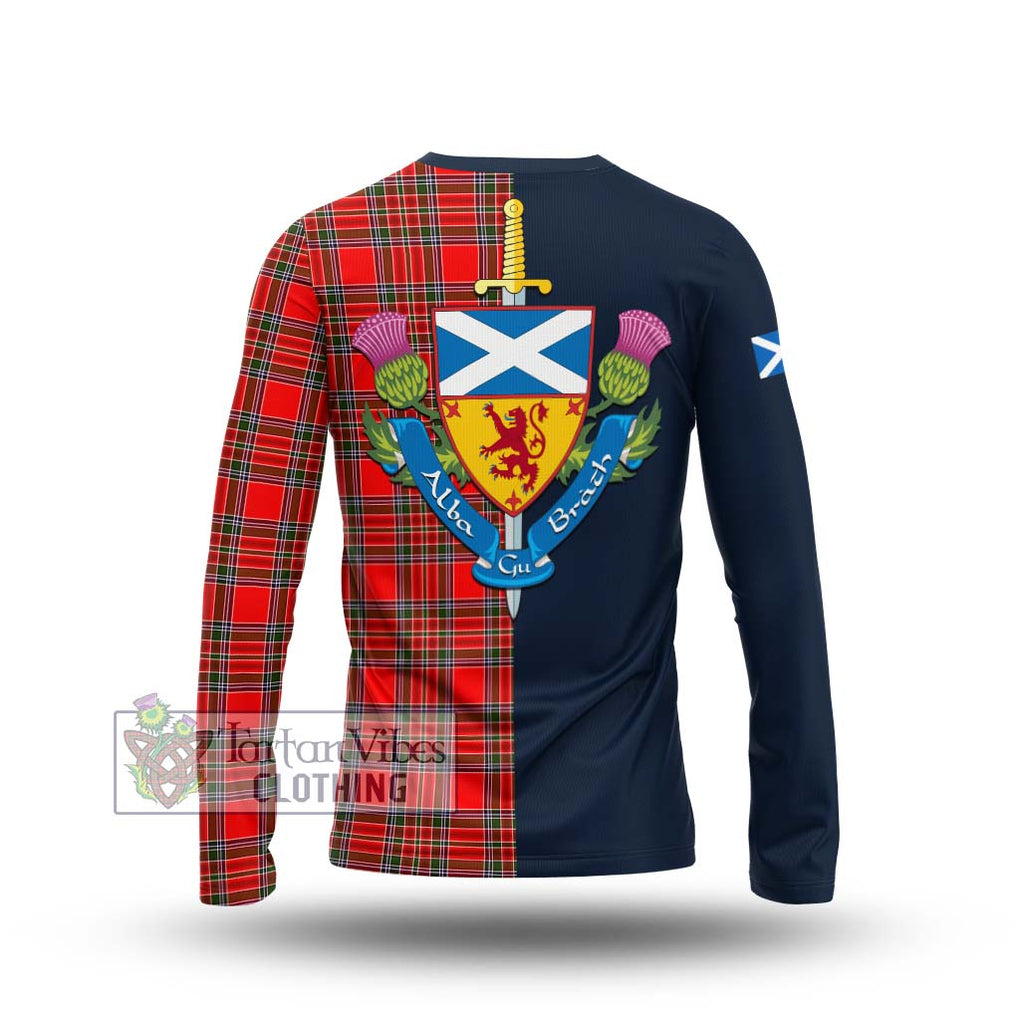 Tartan Vibes Clothing MacBain Tartan Long Sleeve T-Shirt with Scottish Lion Royal Arm Half Style